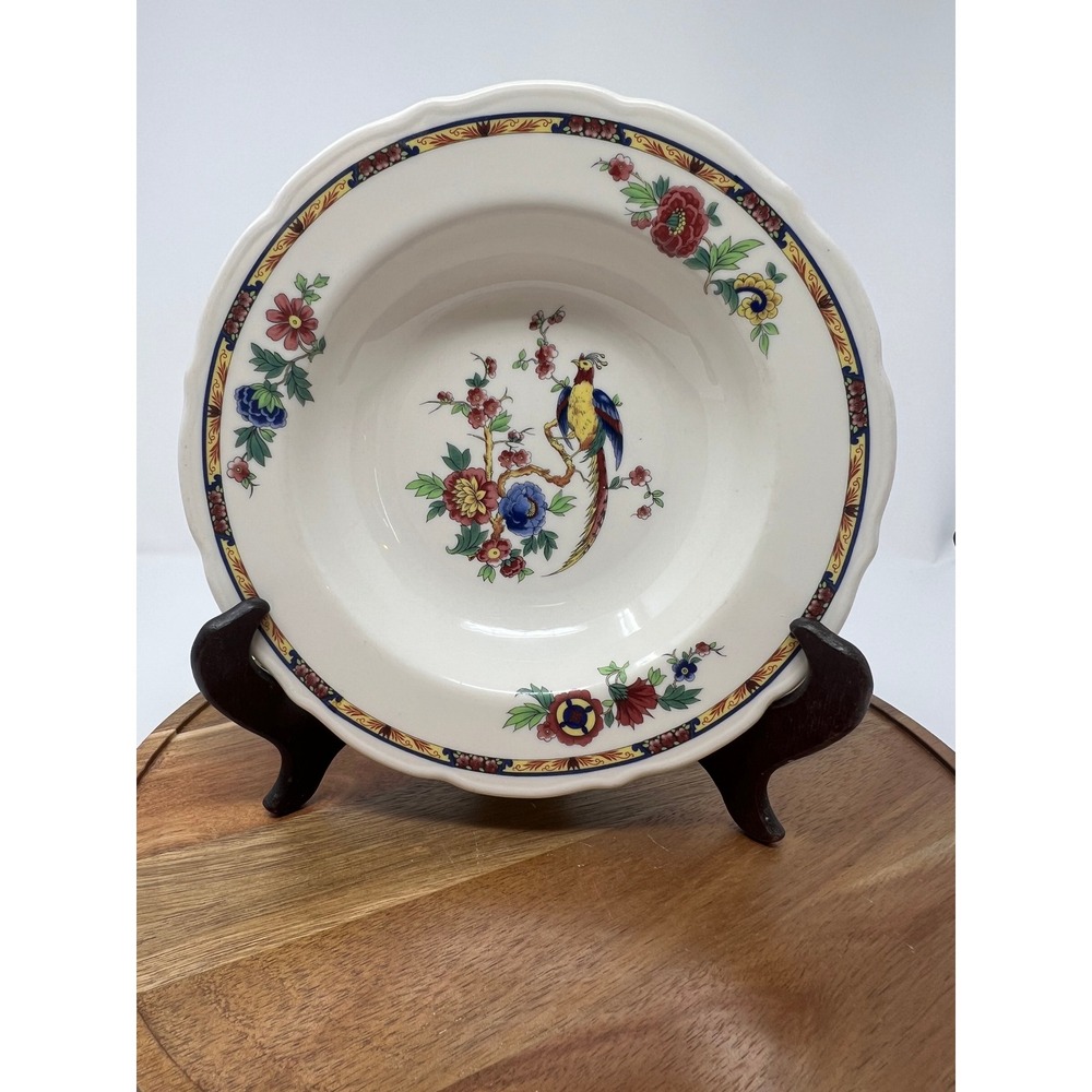 Syracuse China Plate Bird Floral Scalloped Rim‎ Vintage Dining Kitchenware